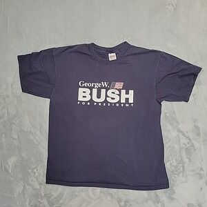 VTG‎ George W Bush For President Shirt Mens XL Navy Blue Political Election